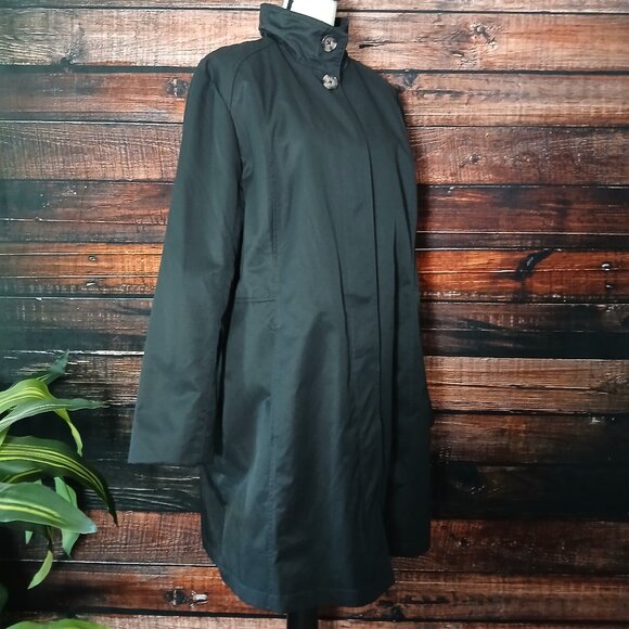 Eddie Bauer Jacket XL Black Lined Rain Trench Coat - Picture 9 of 12